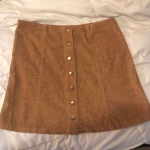 High waist corduroy beige button skirt
